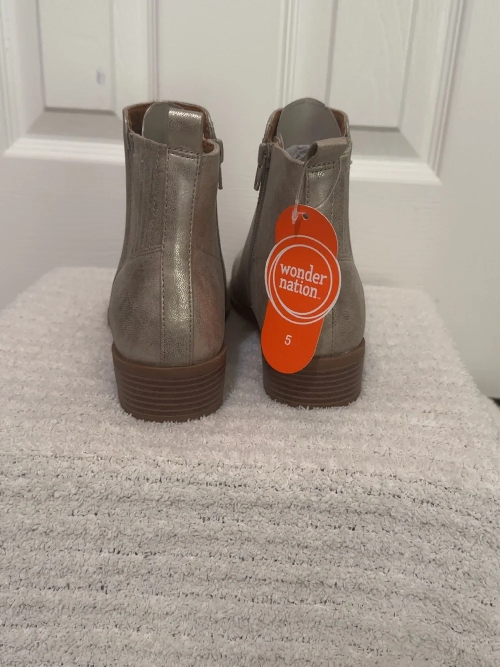 wonder nation Metallic Taupe Chelsea Ankle Boots for Kids